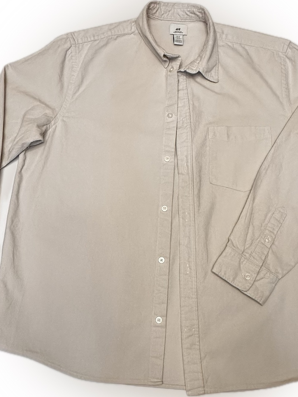 H&M Men's Button-Down Shirt in Light Taupe